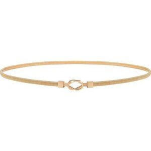 Gold Skinny Metal Waist Belt – Elastic Stretch Dress Belt with Metal Buckle